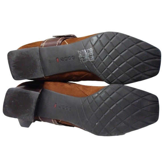 Ecco Womens Arizona Brown Suede Leather Square Toe Boots Low Heel EU 40 US 9/9.5 - Picture 12 of 16